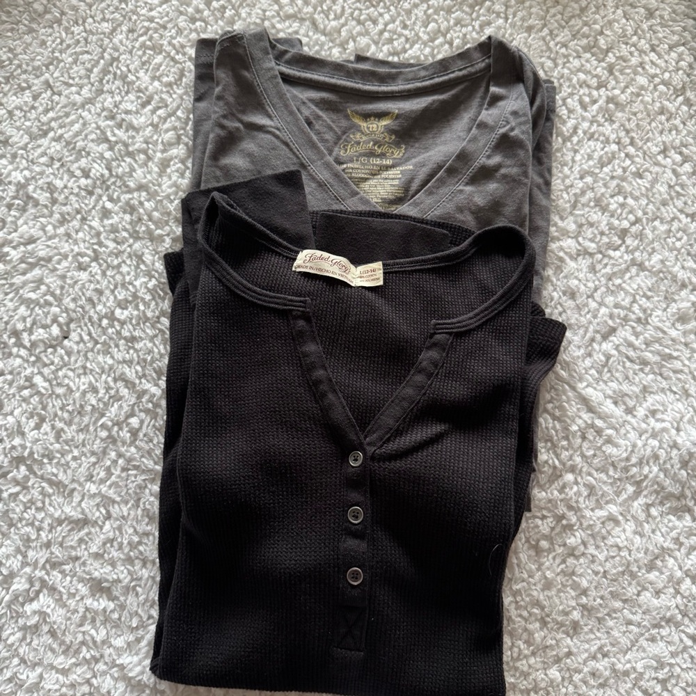 Bundle - Faded Glory Women’s Long Sleeve Top Size Large - Two Tops